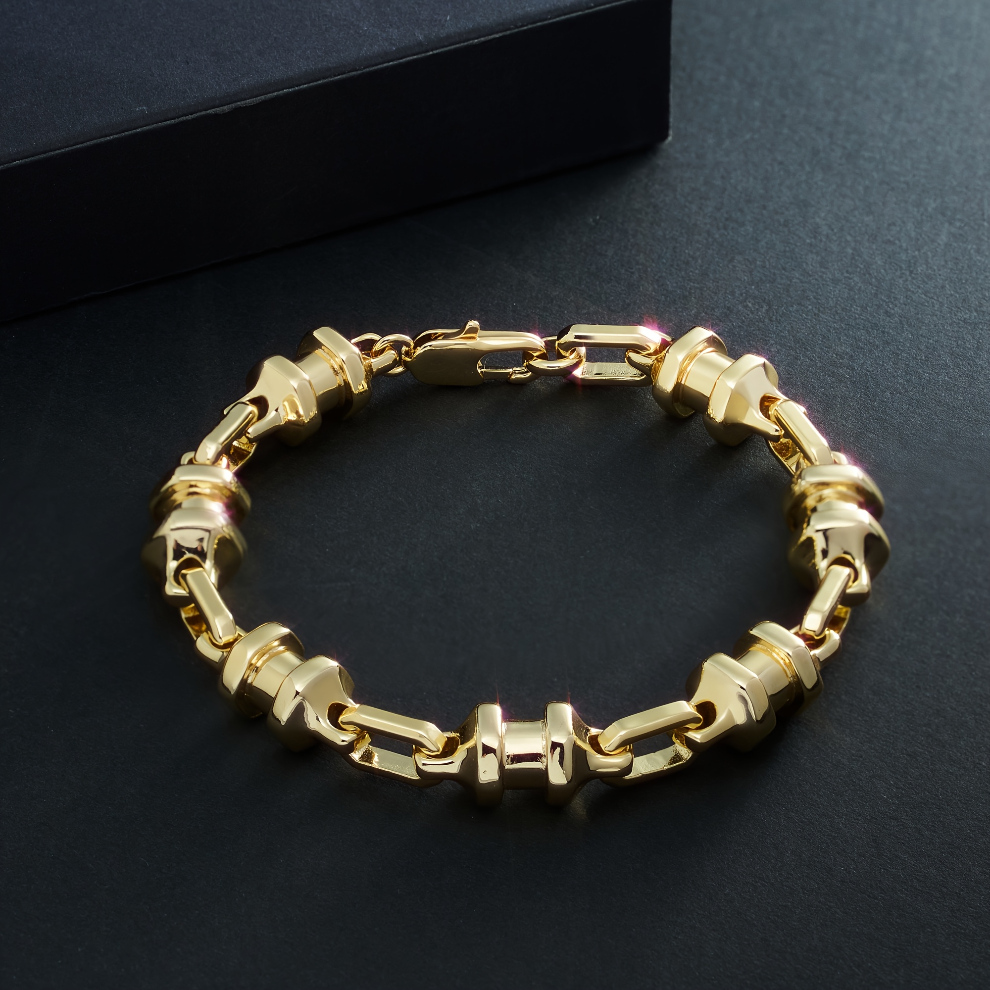 Men's Golden Geometric Design Bracelet, Luxury Gift