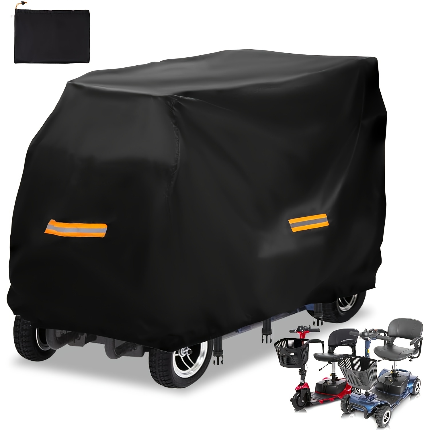 TEMU de almacenamiento de tela Oxford para el scooter móvil OKEECA, de tela Oxford 420D resistente, resistente a los rayos UV, duradera y con tiras