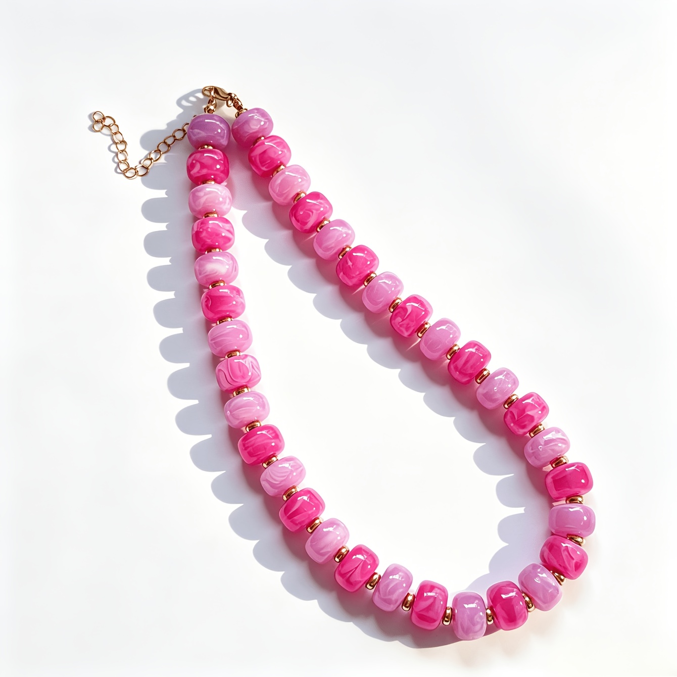 TEMU 1pc Women's Multicolor Ombre Resin Bead Necklace, Colorful Flat Beads Long Chain, Bohemian Individual Stackable Jewelry, Daily Vacation Summer