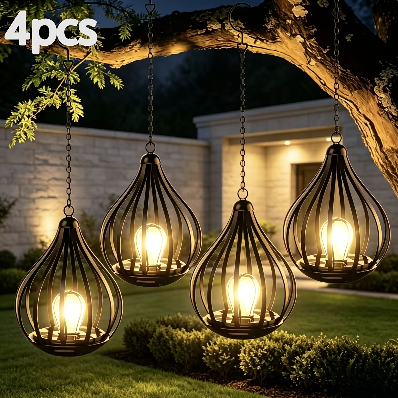 TEMU 4 Solar Outdoor Lanterns, Upgraded Version Of Solar Outdoor Decorative Lights, Ip55 Outdoor Gift, Suitable For Halloween And Christmas, Used For