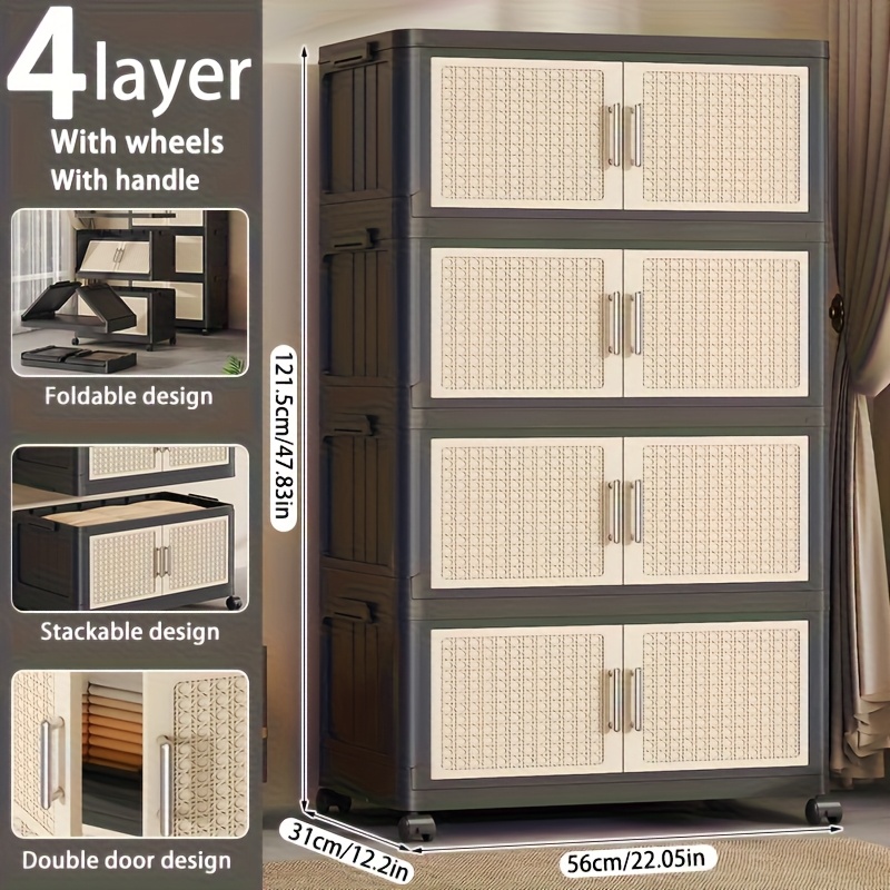 Large-Capacity Plastic Storage Bin with Lid, Foldable Storage Bin