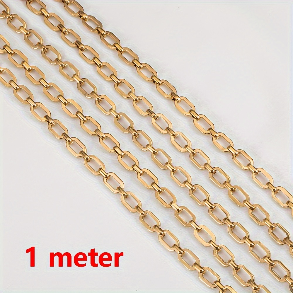 1 Meter Of Stainless Steel Cable Chain With 6.5 Mm Thick Square Links, Suitable For Jewelry Making Such As Necklaces And Bracelets