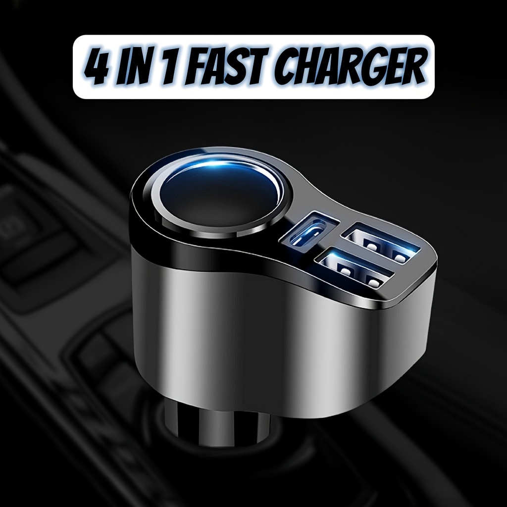 4in 1 USB C Car Charger, 47W, 4 ports Multi USB Car Plug Adapter, Socket  Splitter with 3 USB Ports, 12V/24V Dual USB Type C PD Fast Car Charger  Adapter, GPS