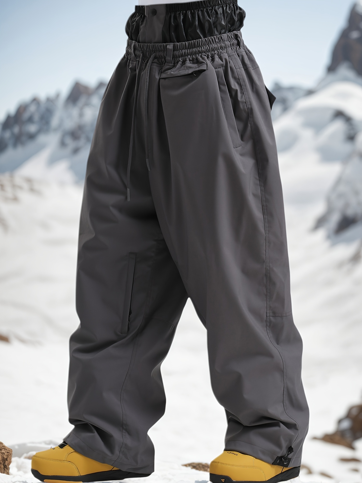 pantalones de esquí super holgados con cordón, pantalones deportivos para snowboarding hombres - ropa   suelta y transpirable