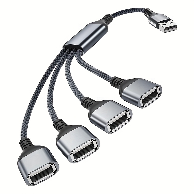 TEMU Usb Splitter 1 To 4, 1-foot Output, Usb Y-type Cable, Usb A Male To 4 Female Port Extension Adapter, 4-port Expander , Dual Data And Power