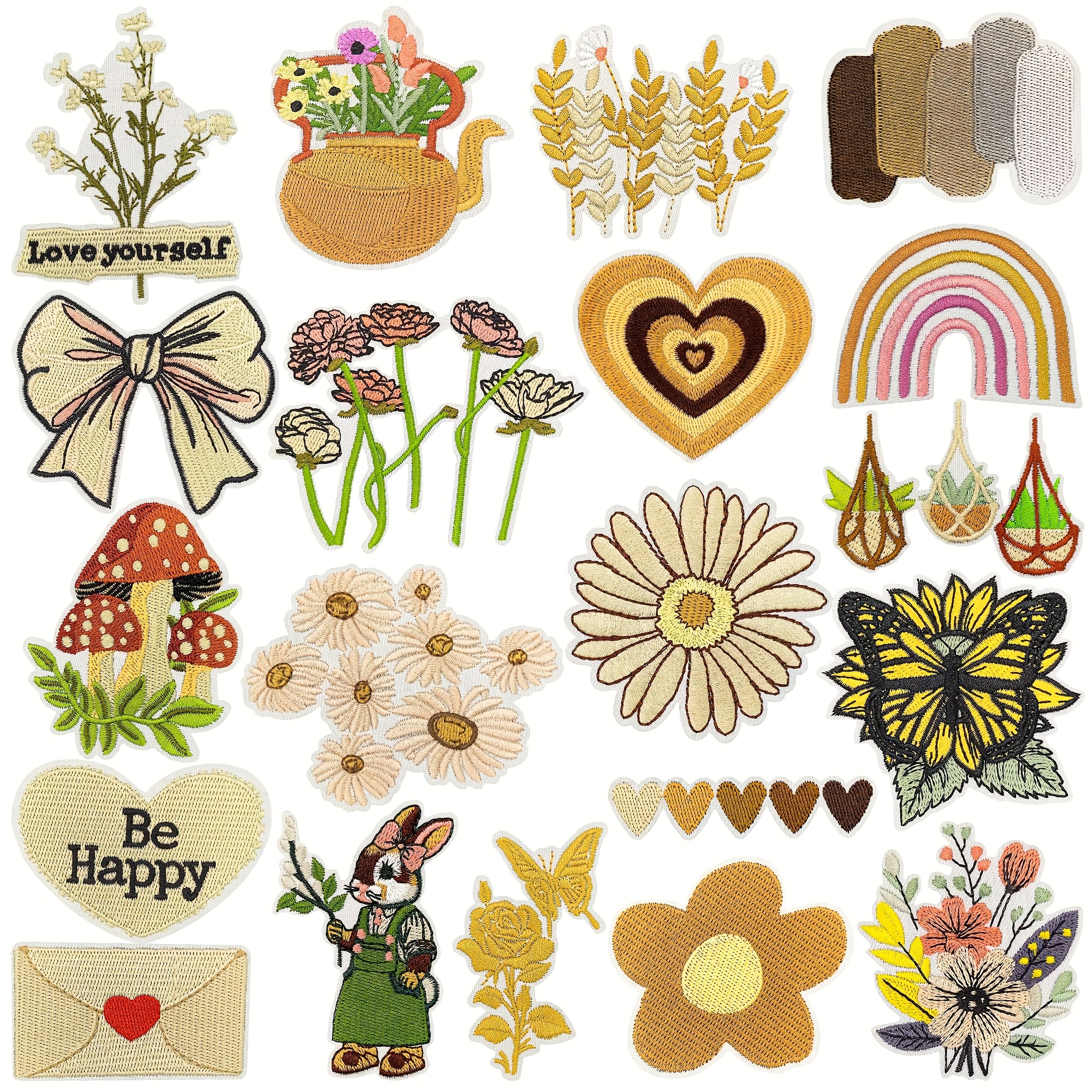 E-shop 20 Stück Vintage Bügelpatches – Ästhetische Stickpatches für Hüte, Kleidung, , Jeans Jacken