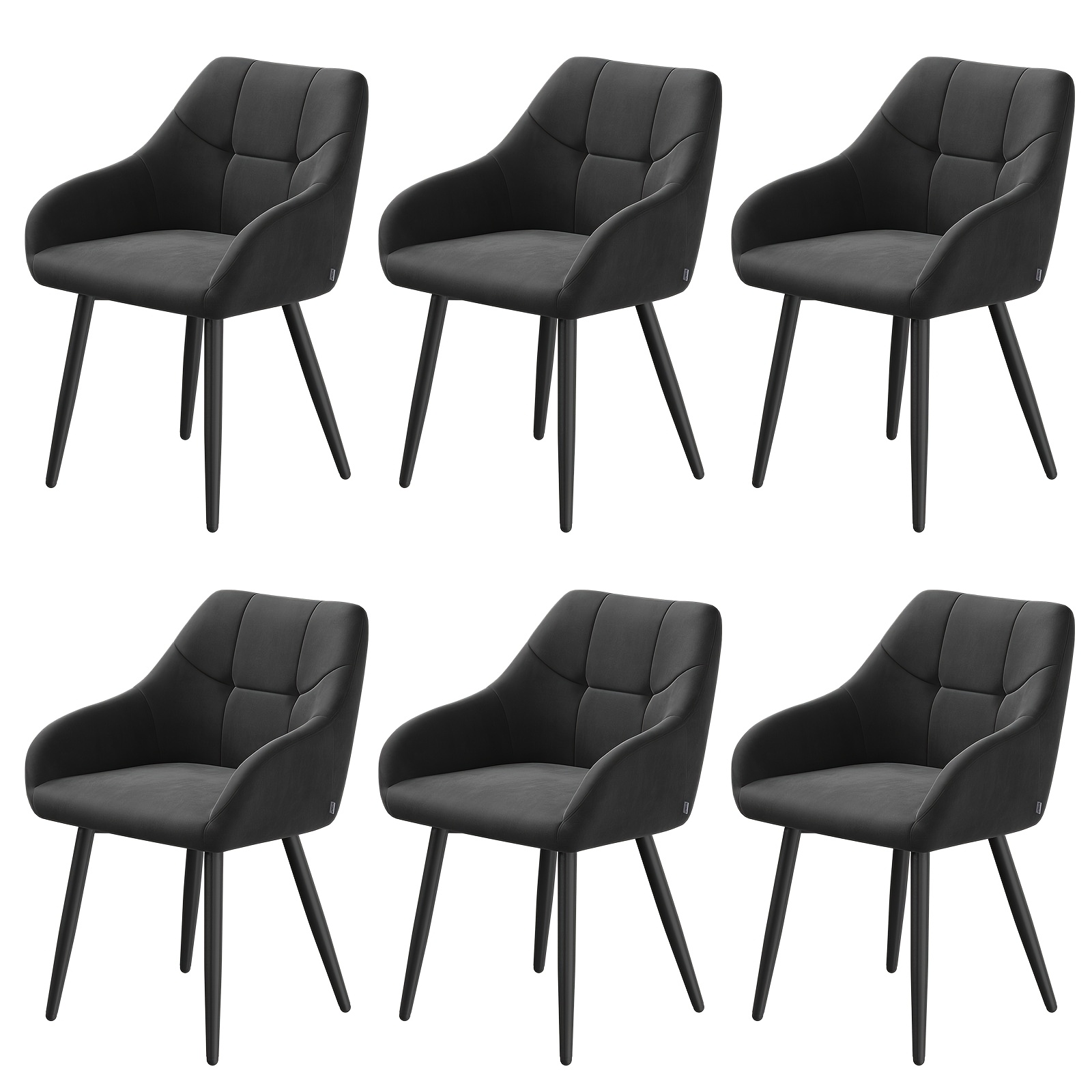 Image of Dining Chair Set, Kitchen Chair, Comfortable Backrest And High Armrests, Swan Velvet Material, Golden Metal Chair Legs, 2/4/6pcs, Suitable For Dining Room, Kitchen, Living Room, And Bedroom