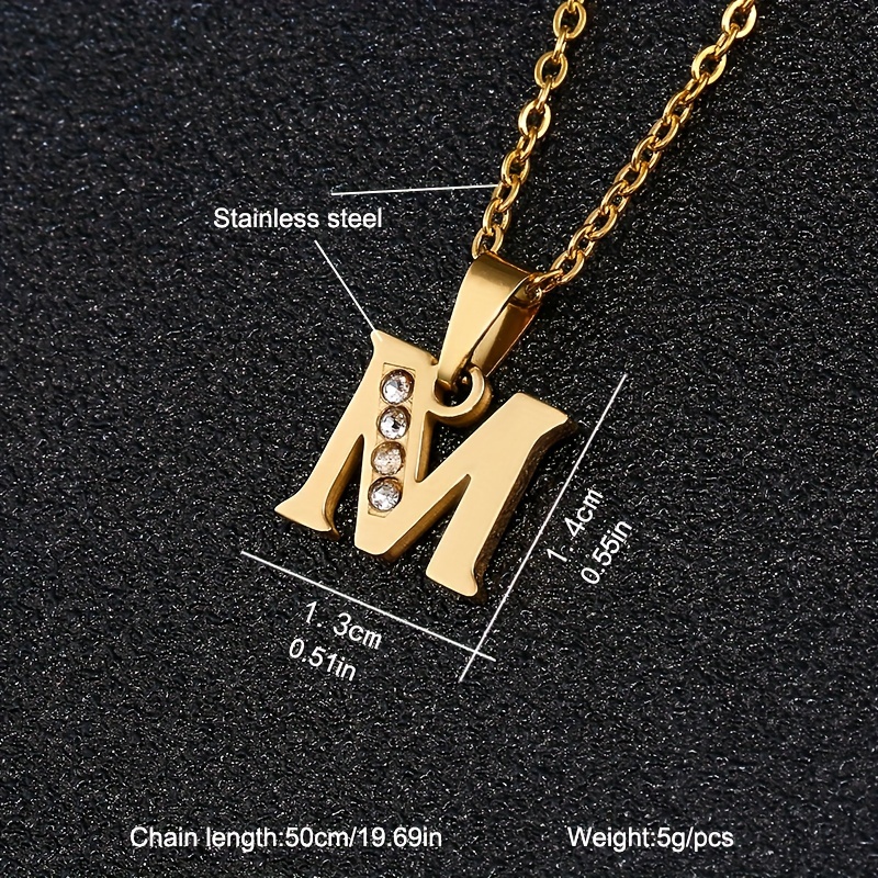 Image of Fashion Initial Name Pendant Necklace 304 Stainless Steel Girl's Letter Jewelry Gift, For Teenager
