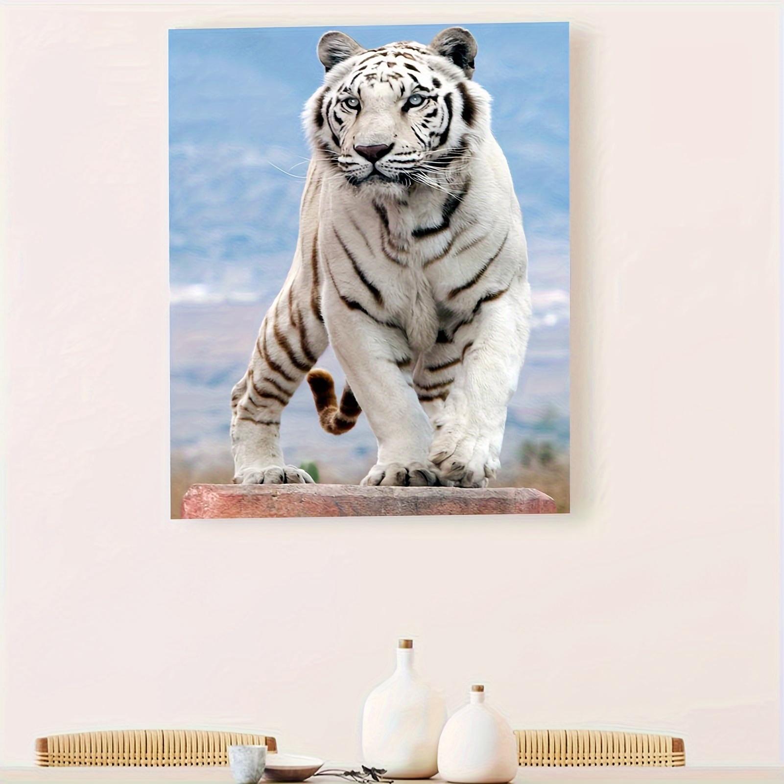 

1-pack, By-number Diy Oil Painting For Adult Beginners (unframed 16x20 Inch), Tiger Picture By-number Acrylic Watercolor Painting, Painting Perfect Gift Home Decor