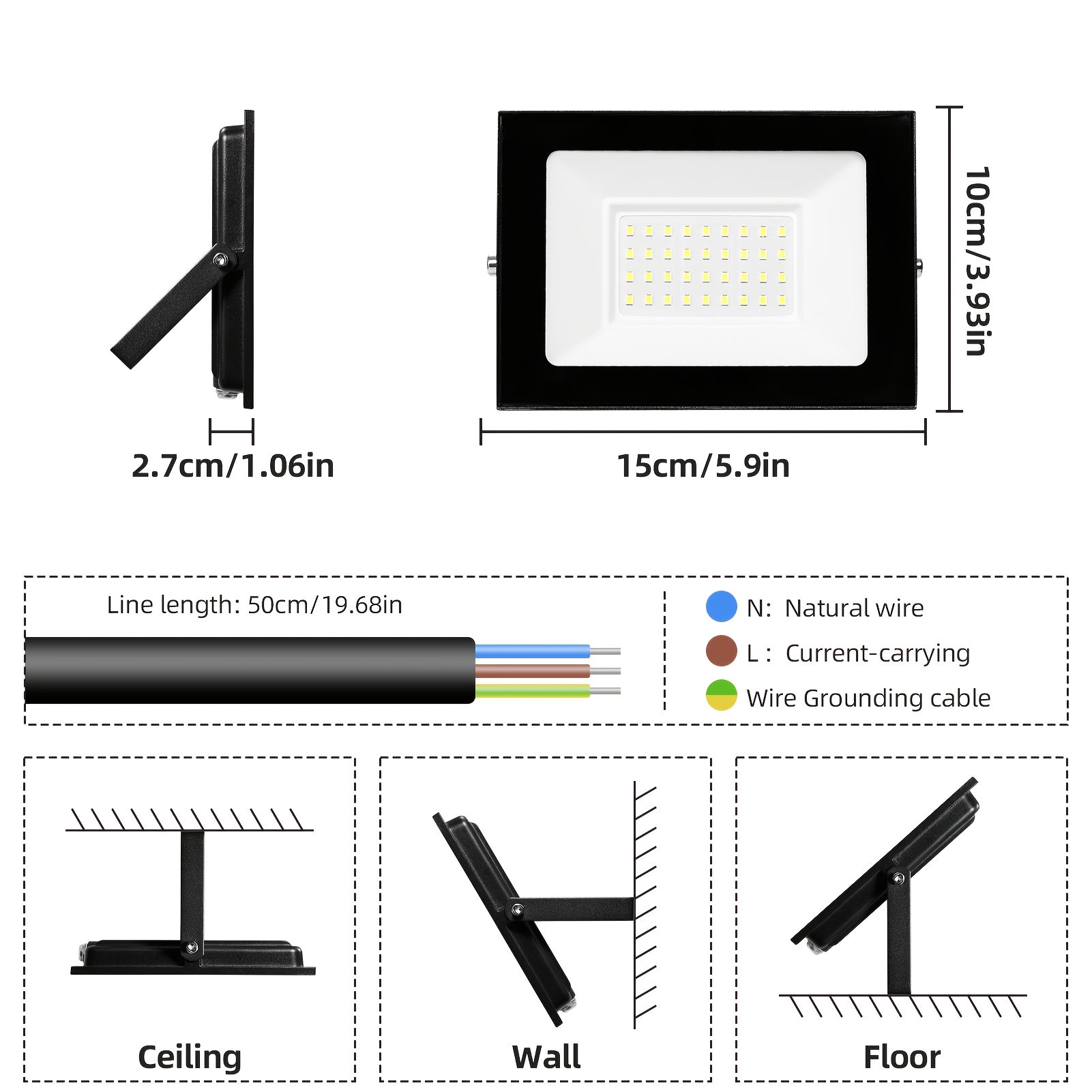Image of 2pack 30w Outdoor Flood Lights, External Working Light, Cool White Portable External Safety Flood Light, For Yard, Garden, Wall Lamp, 220-240v Wiring, No Plug, Outdoor Led Lighting, Ultra Thin