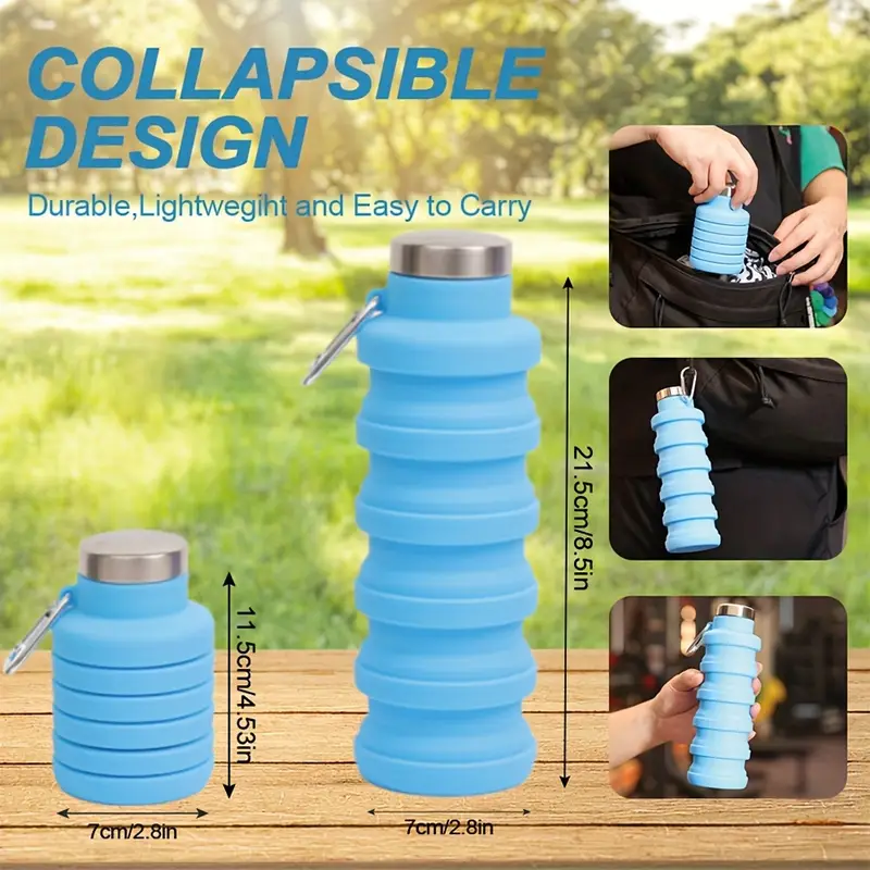 single pack 500ml collapsible water bottle silicone stretchable cup portable foldable travel water bottle Product details 5