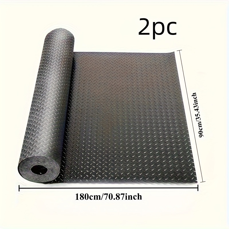 TEMU 2pcs Of 35.43" X 70.87" Pvc Oxford Cloth Non-slip Rubber Mat - Cuttable, Suitable For Garage, Gym, Warehouse Floors - Durable Vinyl Material,