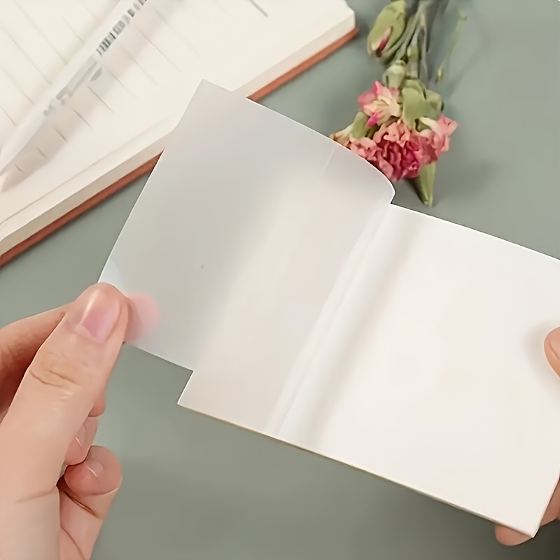 TEMU 2pcs Of 100sheets Transparent Sticky Notes, 2.99x2.99 Inch Square Self-adhesive Notebook, Suitable For Diary And Book Annotations, Ideal For