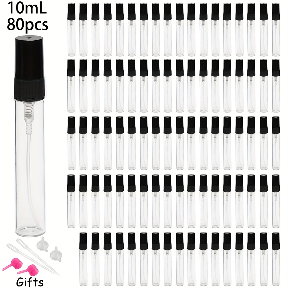 TEMU 80pcs, 2ml/3ml/5ml/10ml/transparent Glass Spray Bottles, Mini Perfume Bottles, Portable Moisturizing Sub-bottles, Suitable For Travel Carrying