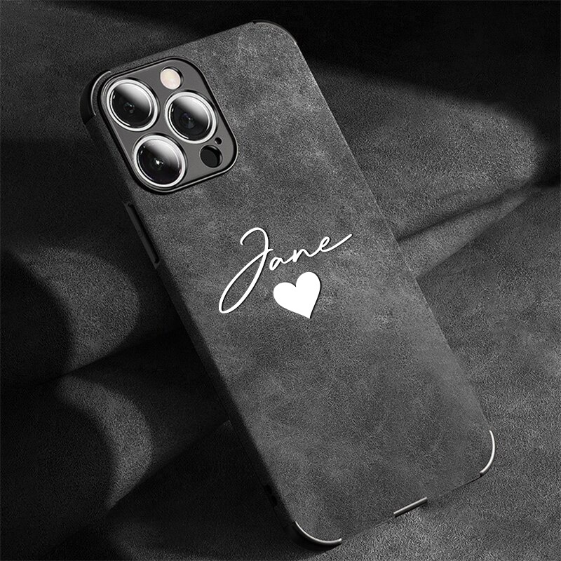 Personalized Customized Initials Name DIY Phone Case Compatible with iPhone 16 15 14 13 12 11 Pro Max Plus Fashionable Solid Color Soft Lambskin Faux Leather Shockproof DIY Customized Name Engraved Gift Cover iPhone 16 15 14 Pro Max Plus