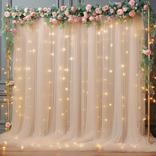 2pcs 5 2x10ft tulle backdrop decor with lights string for parites sheer backdrop tulle for wedding birthday party photo shoot decorations party photo booth prop decoration