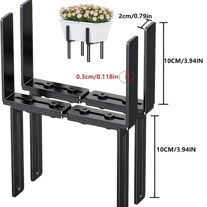 E-shop H-förmige Blumenkastenhalterung, Bohrfreie Balkon-Blumenkastenstütze, geeignet für Balkongeländer von 1,5–32 cm, kompatibel mit Blumenkästen von