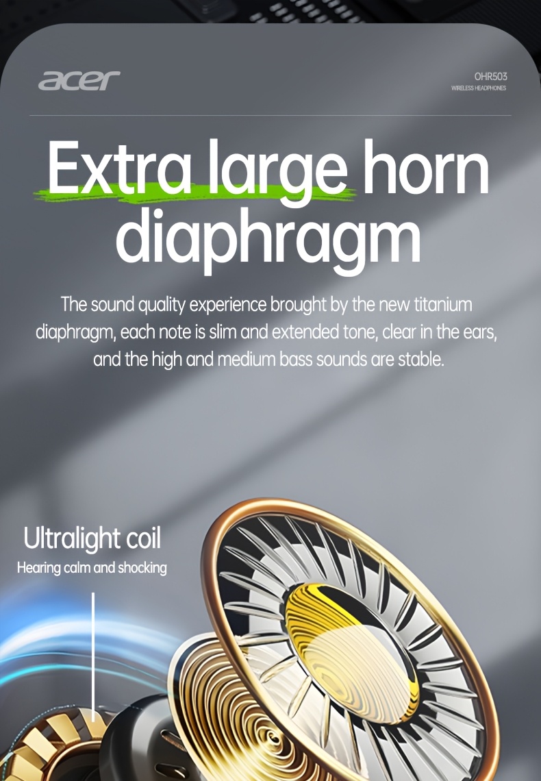 Acer OHR503 Mini Sport Wireless Earbuds | Wireless Stereo, Long 30h Standby, Noise-Canceling, Comfortable Wear | Universal Fit, Latest Model, Touch Control