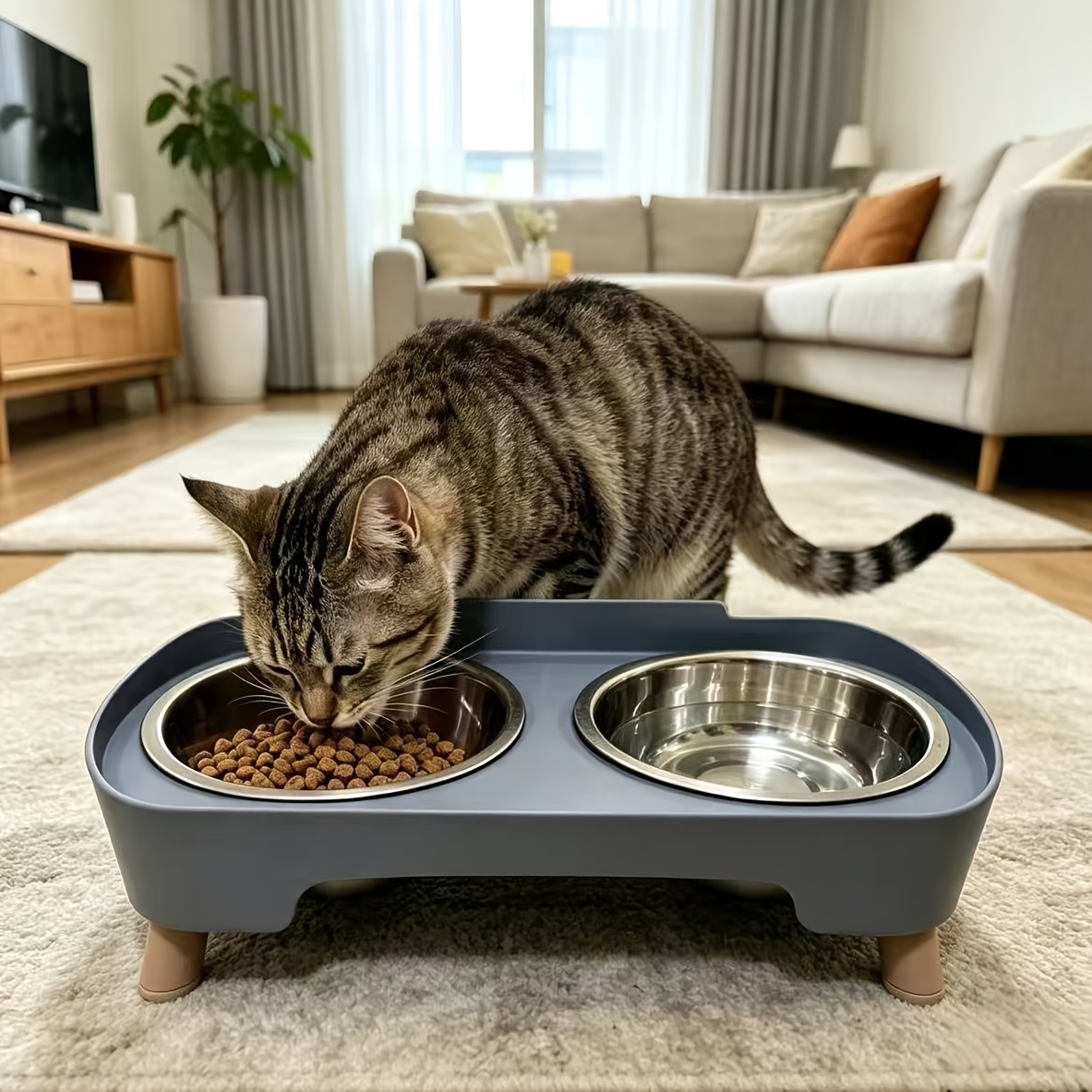 2026 and dog feeder high sided ensures for pets cute and practical water and food dispenser stainless steel non slip dual bowl design easy to   multiple colors Product details 7
