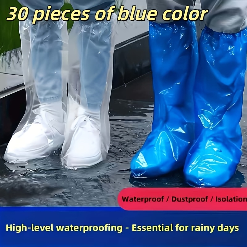 TEMU 30-pack Rain Shoe Covers - Durable Thickened Transparent Covers, Easy , Disposable. Protects Shoes From Rain, Mud & Sand. Anti-slip For Wet .