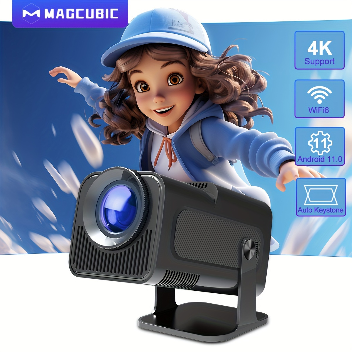 

Magcubic 4k Android 11 Projector Native 1080p 390ansi Hy320 Dual Wifi6 Wireless5.0 1920*1080p Cinema Portable Projetor Upgrated