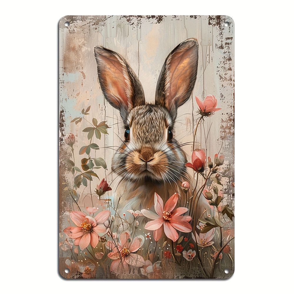 

2d 1pc,tin Sign Aluminum Rabbit Vintage Vintage Metal Wall Poster, Wall Decor, Bar, Yard