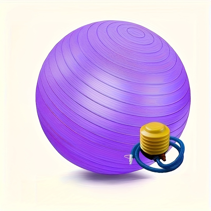 Image of Purple Yoga Ball With Air Pump, High Quality Fitness Ball - Suitable For Yoga, Gymnastics And Posture Training