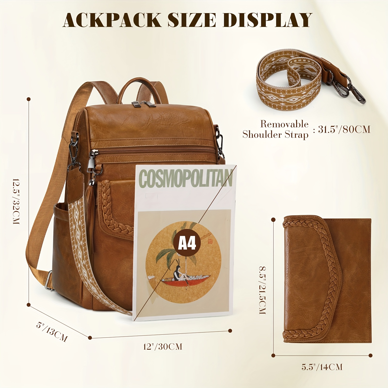womens convertible backpack purse elegant pu leather - Temu  display picture 1