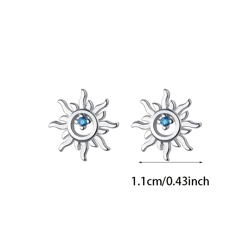 Hollow Sun-Shaped Bead Screw Earrings with Synthetic Zirconia