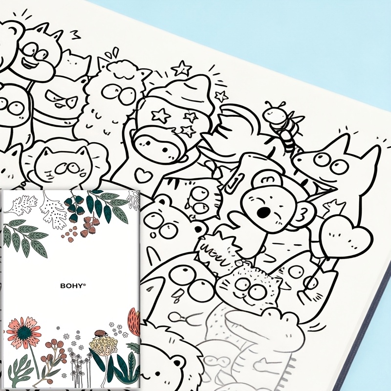 TEMU 1 carnet de anti-stress avec motif de doodle , idéal pour la création et la copie, 21 de doodle différents, cadeau parfait pour adolescents et