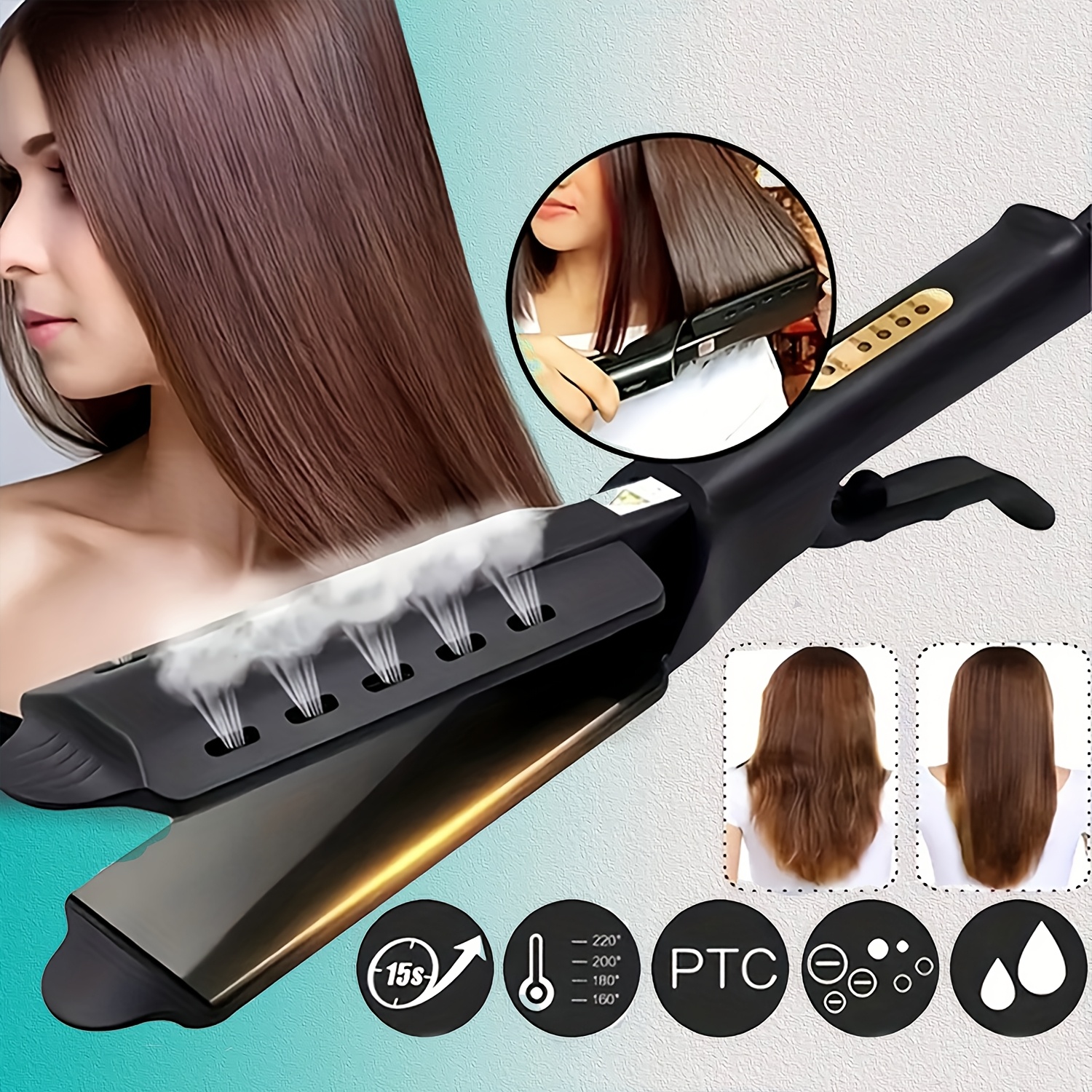 

Professional Hair Straightener Flat Hair Straightener Ceramic Curling Iron Hair Style Fast Heating 4- Temperature Adjustment, Birthday Gift