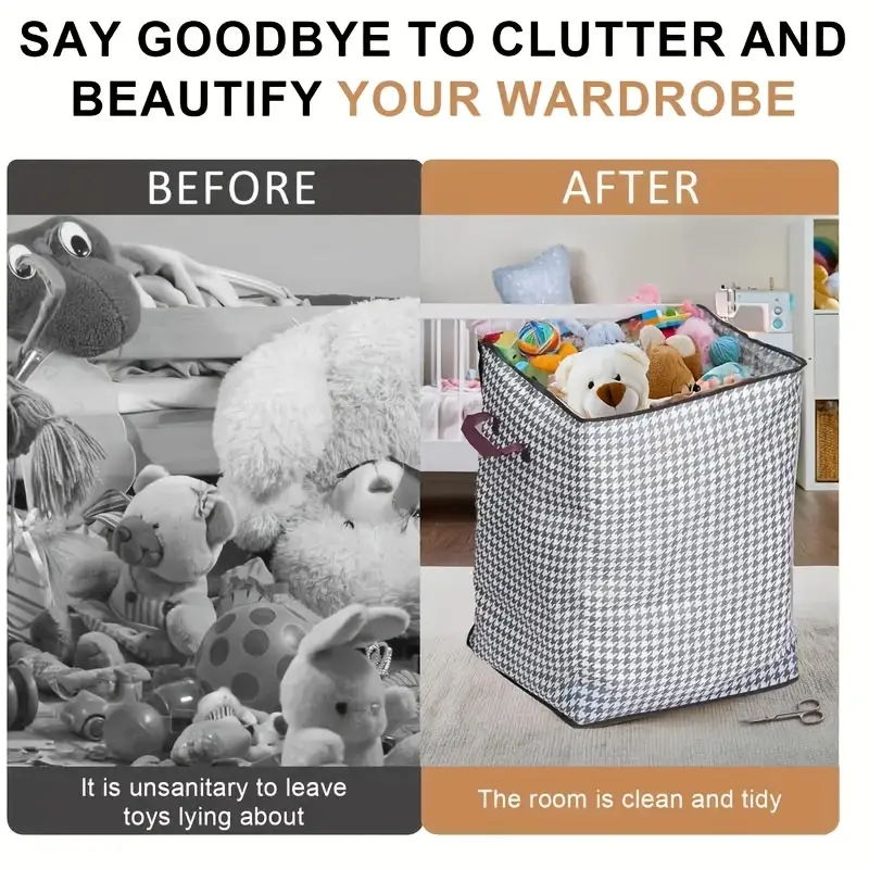 1/3pcs extra large 47.55 gallon thick storage box large capacity clothes and quilt storage bucket dustproof and bag double zipper storage bag with handle suitable for wardrobe organization and storage details 4