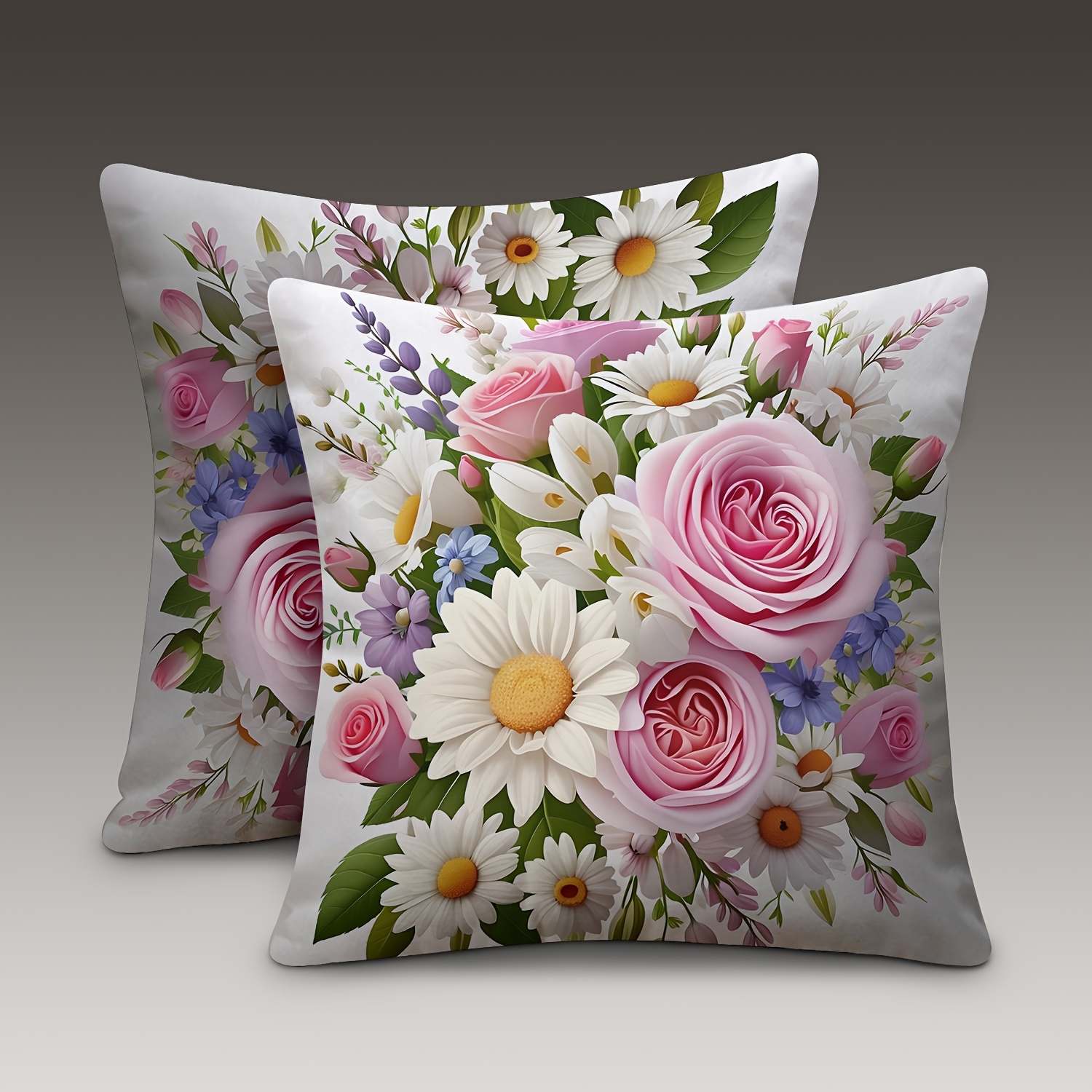 TEMU 2pcs, High Quality Short Plush, Beautiful Pattern Pillowcase, Contemporary Style Pillowcase, Double-sided Print 18 Inches*18 Inches, Perfect For