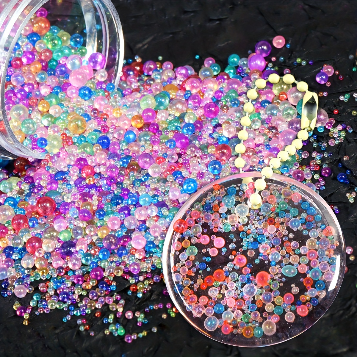 

Aurora Glass Beads For Epoxy Resin - Mixed Sizes, Ab For , Keychains & Phone Cases Crafting Accessories