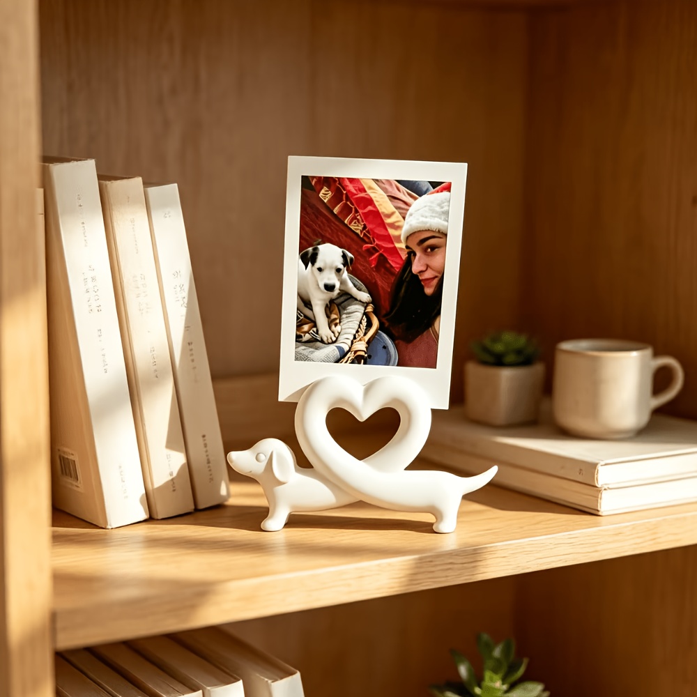 TEMU Heart-shaped Dachshund Polaroid Photo Frame Ornament, Nordic Style Desktop Decorative Photo Frame, Photo Holder, Couple's Gift, Birthday Present
