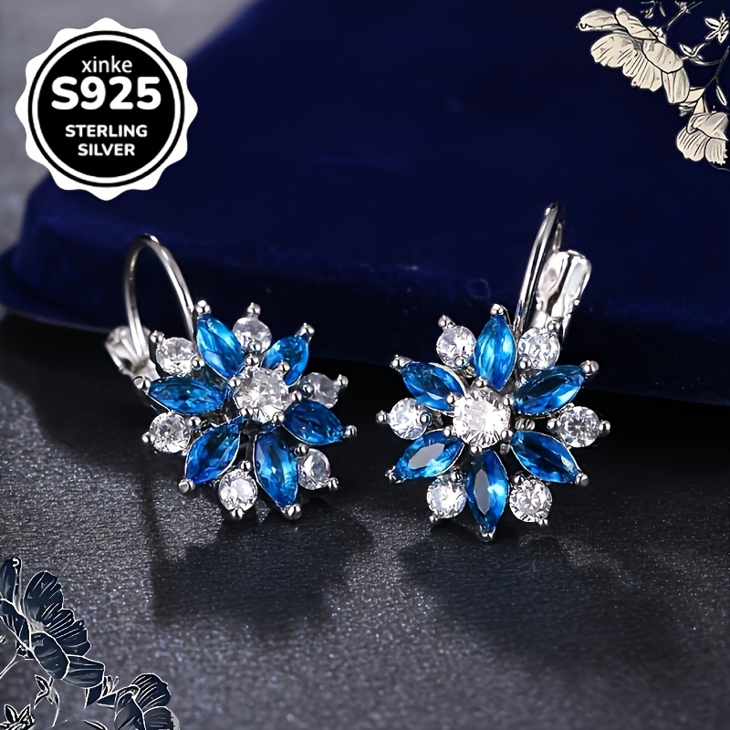  925   and white snowflake hoop drop earrings featuring luxurious   designs   styles suitable for   a versatile piece of jewelry   everyday wear making it an   for birthday gifts and Product details 1