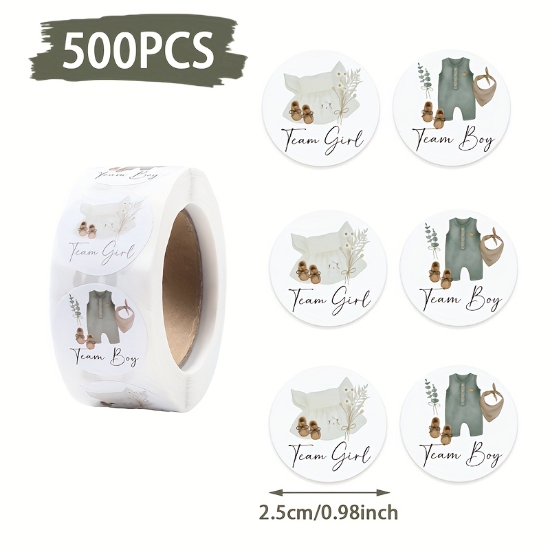 TEMU 500pcs Roll Hand-drawn Baby Shower Stickers Suitable For Gender Reveal Parties, Birthday Party Decorations - Cute Onesie & Outfit Patterns,