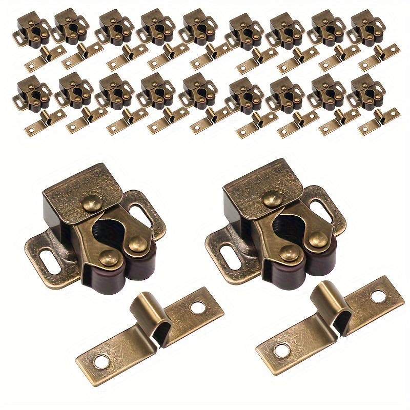 

20pcs Antique Metal Finish Double Roller Latch Door Lock For Rv Shutters, Cabinet Fasteners Hardware With Application Control Method