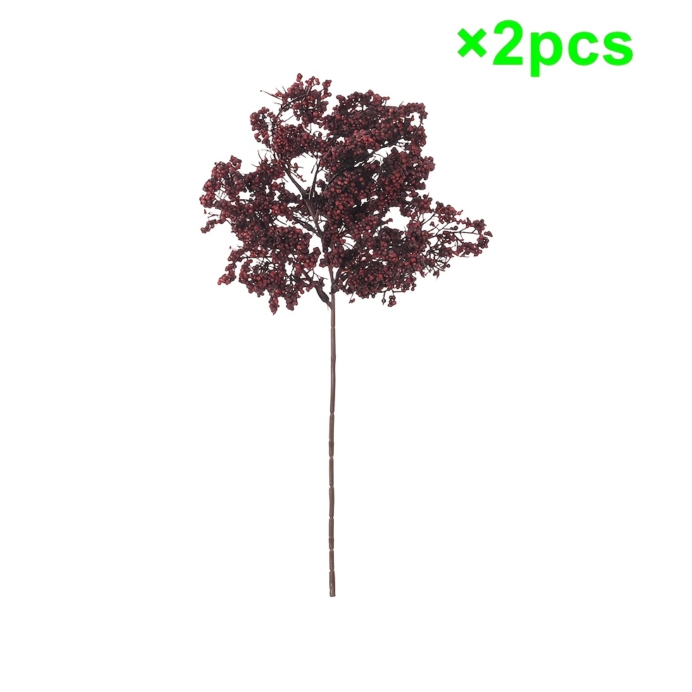 TEMU 2pcs Artificial Flower Berry Branches Bouquet, Indoor Room Kitchen Bathroom, Table Center Vase, Spring Autumn Outdoor Garden, Diy Wedding Bridal