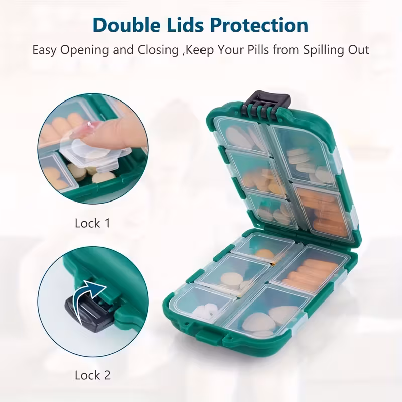 1pc travel waterproof moisture proof 7 day pill organizer polypropylene plastic with sealed compartments unscented daily medicine box for travel Product details 6