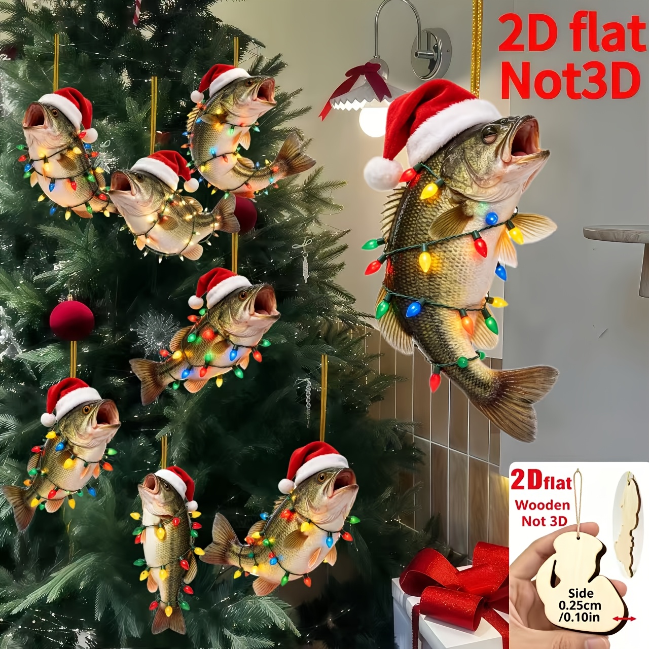TEMU 2d Flat, 8pcs Set, 2d Embossed Wooden Home Decorations, , Father's Day, With Hat Pattern, Holiday Pendants, Hanging Decorations, Practical And