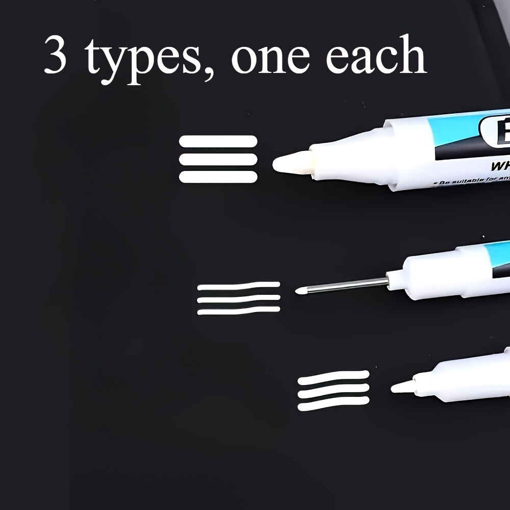 

3pctypes, White Marker Pens: Waterproof, Gel Pencil, 0.7mm, 1mm, 2.5mm - Graffiti, Notebook, And Glass Painting,suitable For 14+