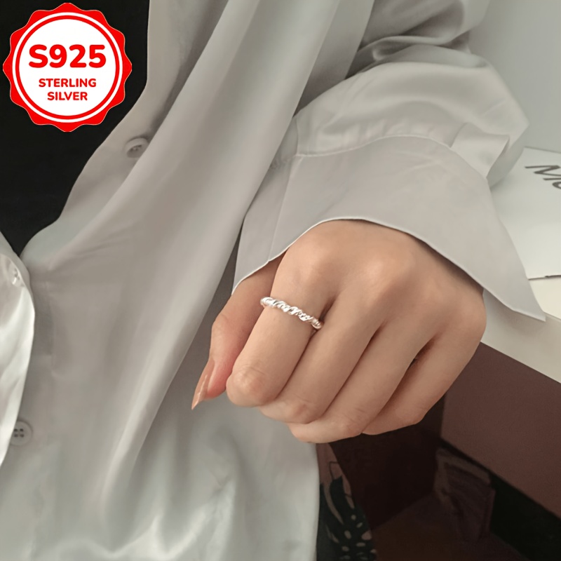 Women's S925 Silver Braid Open Ring, Easy Versatile Wear