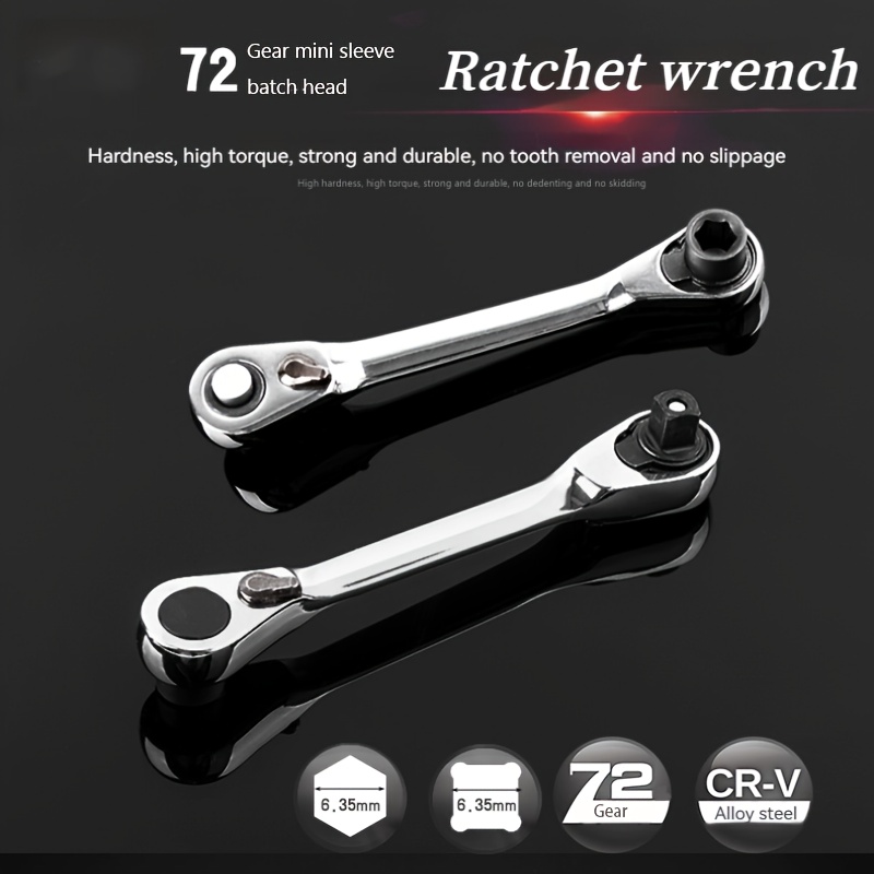 

T Tovia 72-tooth Dual-head Mini Socket Ratchet Wrench, 2-in-1 Quick Release Adjustable Combination Wrench, Mechanical Chrome Vanadium Steel Forging, Versatile Home And Car Repair Tool