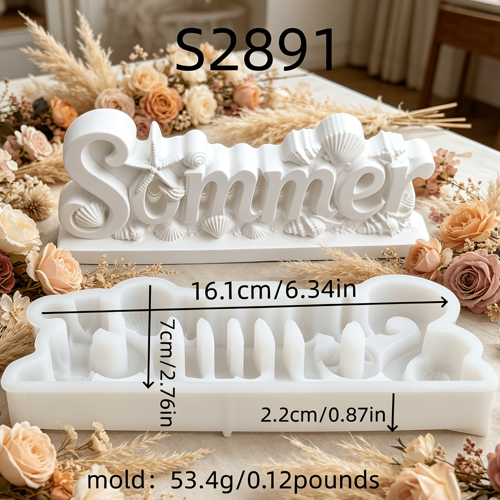 Image of Resin Silicone Mold Summer Ornament 3d Ornament Silicone Mold Candle Silicone Mold Gypsum Ornament Silicone Mold Silicone Mold Home Decoration Epoxy Resin Mold S2891 53.4/s2892 36.6/s2893 48.6