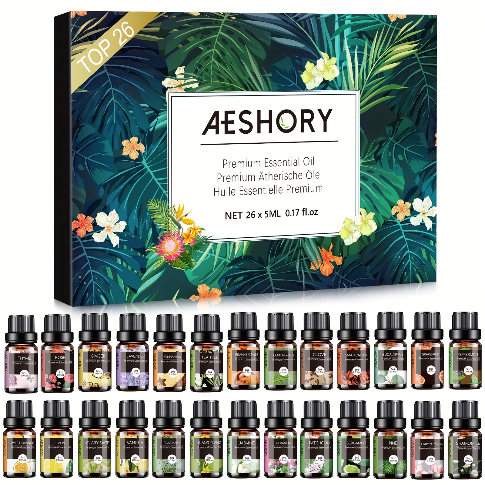 TEMU Essential Oils Set, 26x5ml Aroma Diffuser Oil Fragrance Oils For Diffuser, Humidifier, Relaxation