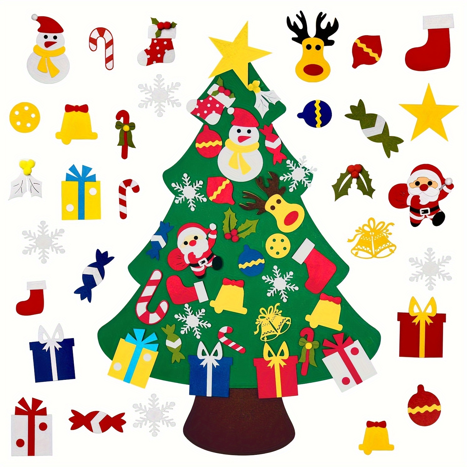 

30pcs Diy Felt Christmas Tree Kit With Ornaments - Handmade & New Year Decor For Door And Wall