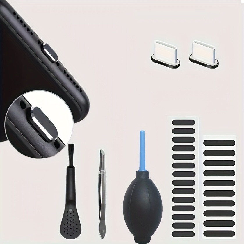 

29pcs Cell Phone Accessories Cleaning Set .type-c Dust Plug Speaker Protector & Multi-device Cleaning Tools For Xiaomi Huawei Samsung Etc. All-in-one Tech Hygiene Pack
