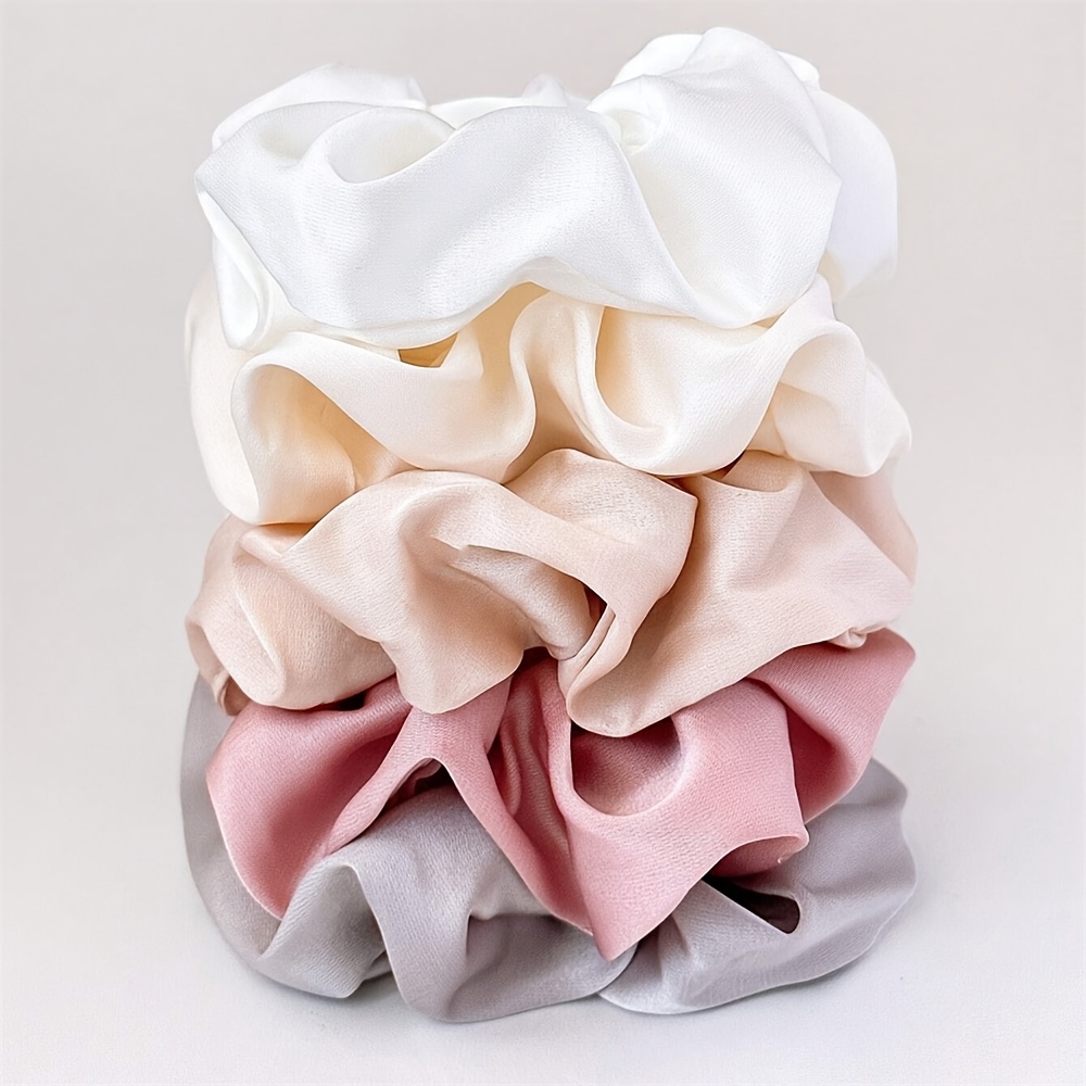 5pcs/set Satin Scrunchies Soft Hair Ties Fashion Hair Bands Hair Elastic Bracelets Ponytail Holders Hair Additions For Women