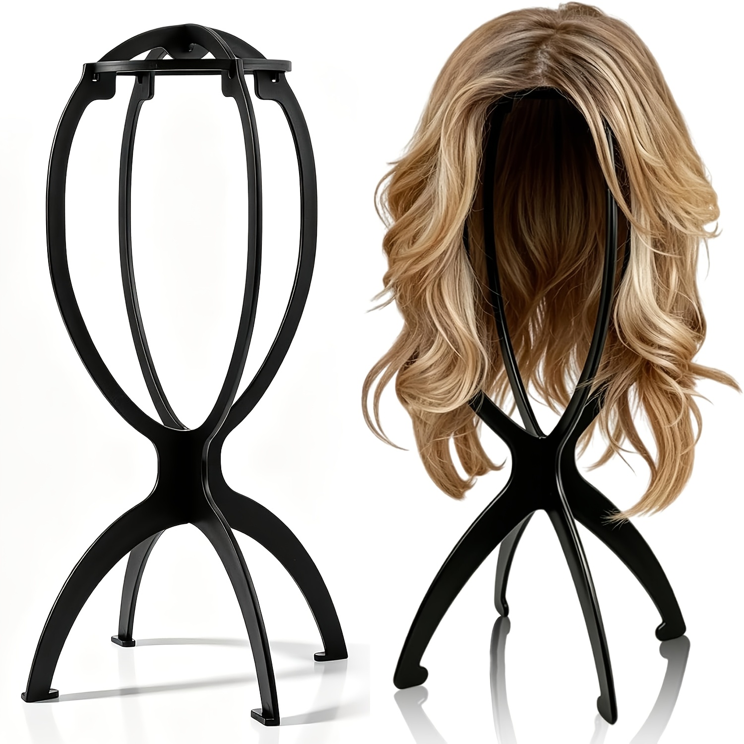 TEMU Support de perruque 1 pièce, support de tête de perruque portable pour plusieurs perruques, trépied support de perruque pour le coiffage et le